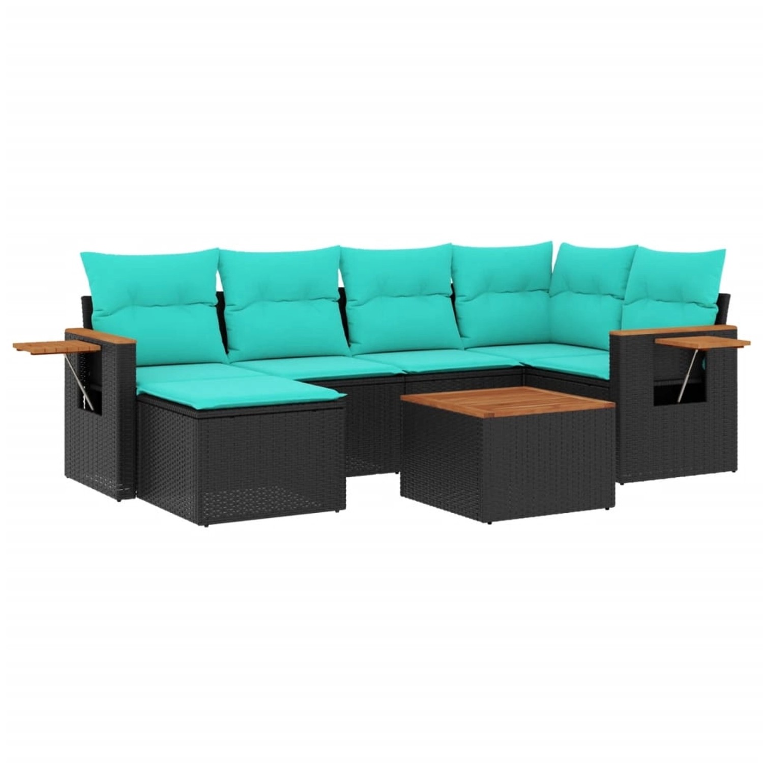 vidaXL 7-Tlg Garten-Sofagarnitur mit Kissen Schwarz Poly Rattan 3227023 günstig online kaufen