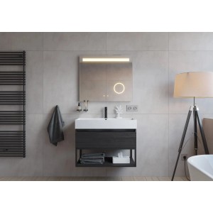 pianura Waschtisch Giulia Dark Wood 80 cm mit Unterschrank und Hahnloch