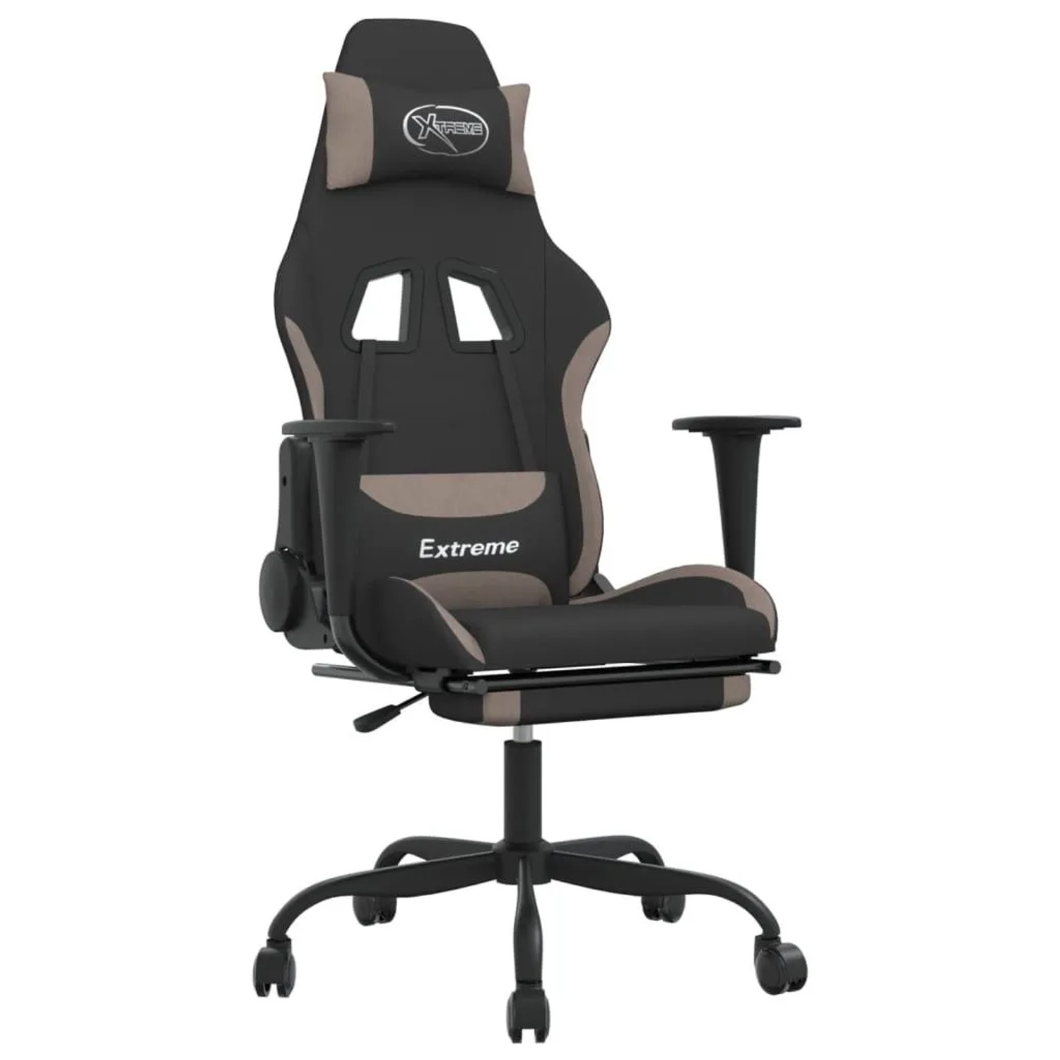 vidaXL Gaming-Stuhl mit Massage & Fußstütze Schwarz und Taupe Stoff 345482 günstig online kaufen