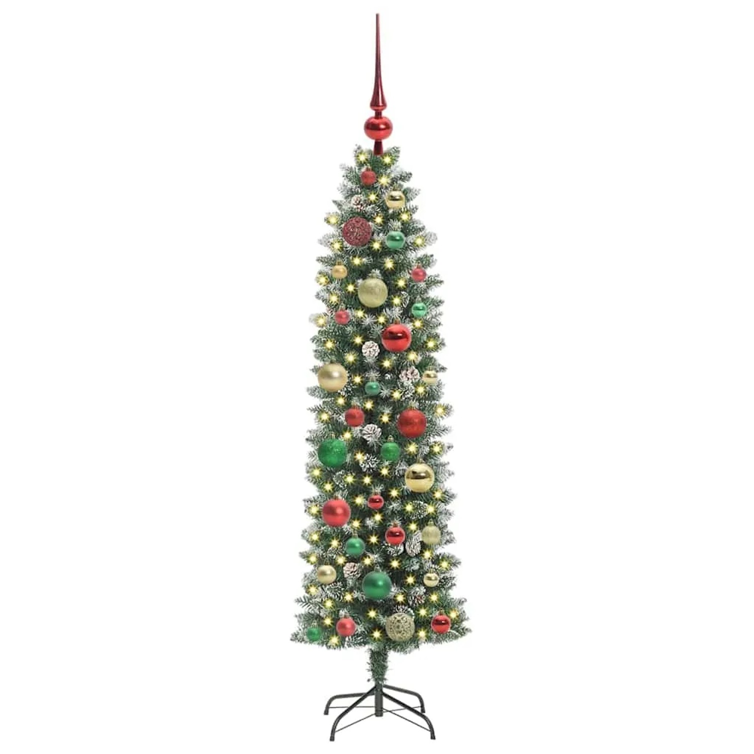 vidaXL Künstlicher Schlanker Weihnachtsbaum Grün und Weiß 120 cm 3395277