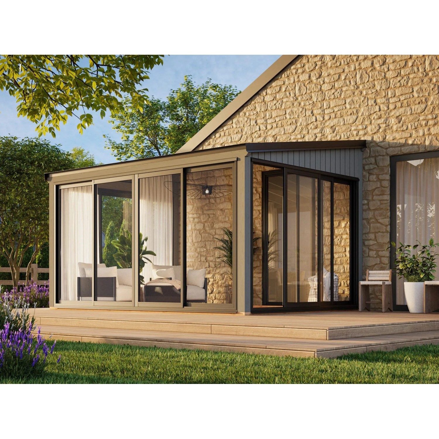 Palmako Holz-Gartenhaus Lumi Slide Plus Pultdach Lackiert 420 cm x 297 cm