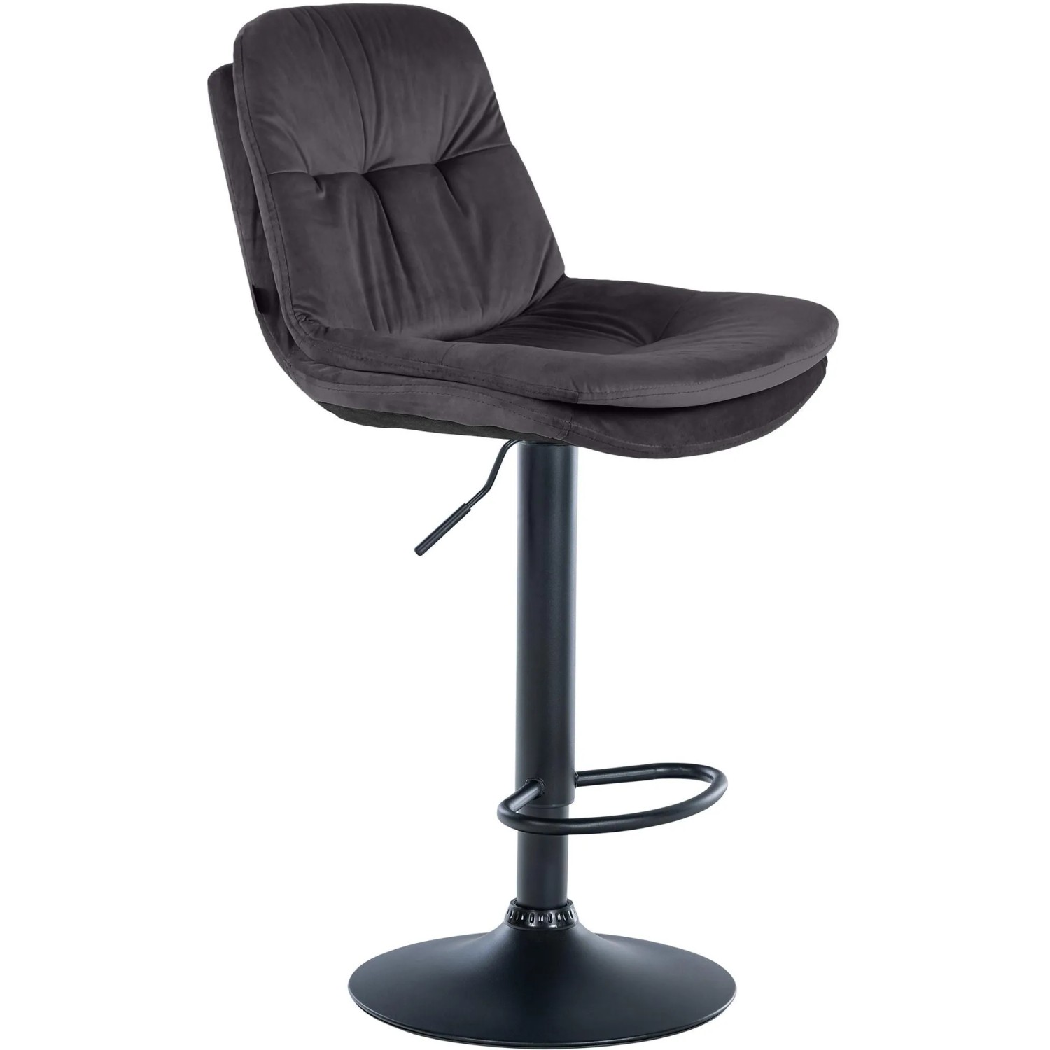 DELUKE Barhocker MITUN Samt Schwarz 46x54x94cm Schwarz Barstuhl Höhenverstellbar Mit Lehne Drehbar Tresenhocker Tresenstuhl