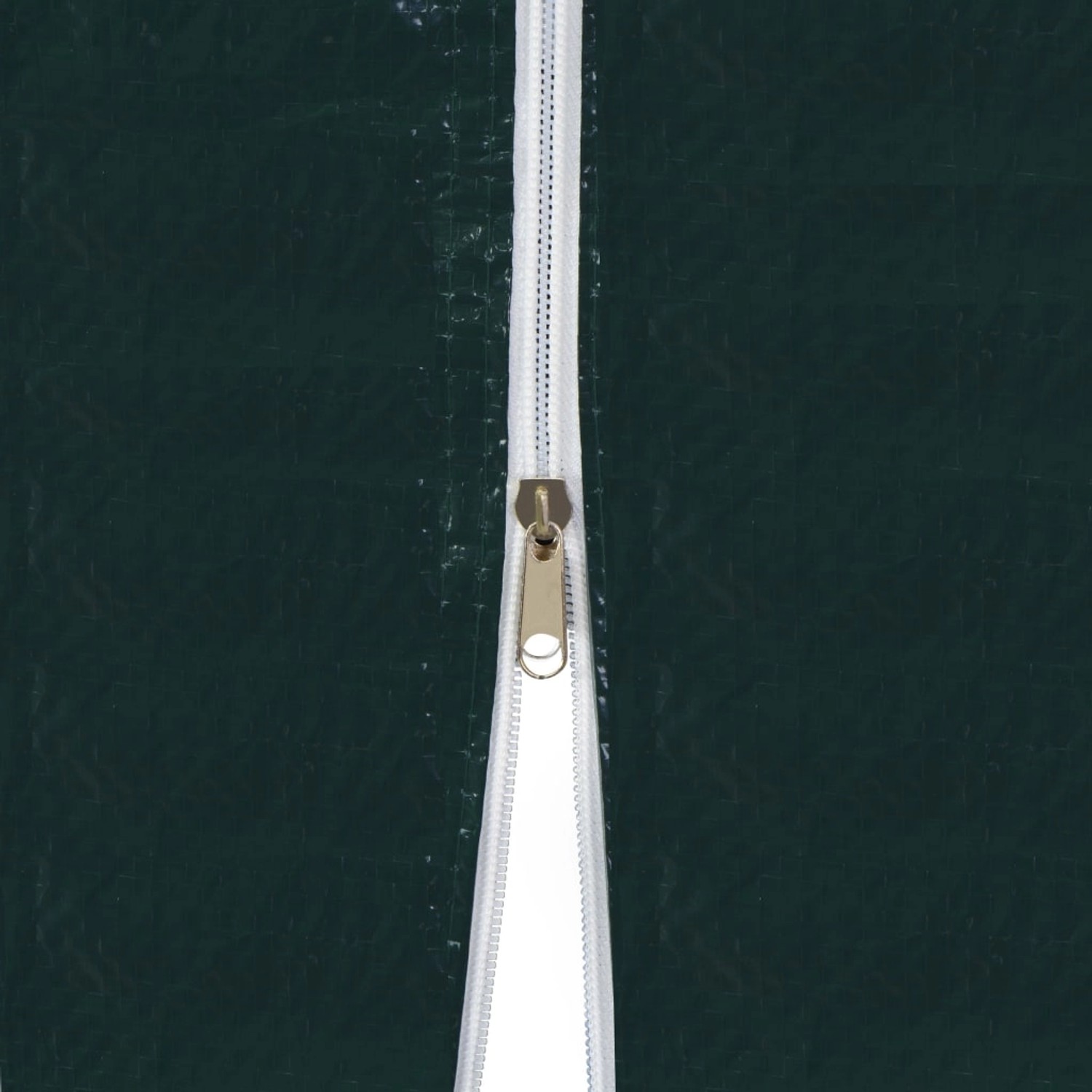 Detailaufnahme: Reißverschluss am grünen Partyzelt 3x3 m von vidaXL.