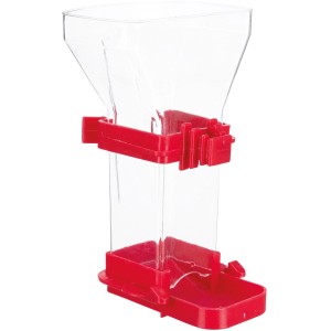 Trixie Futterspender Trichter, 150ml, transparent/rot, für Vogelkäfige & Volieren.
