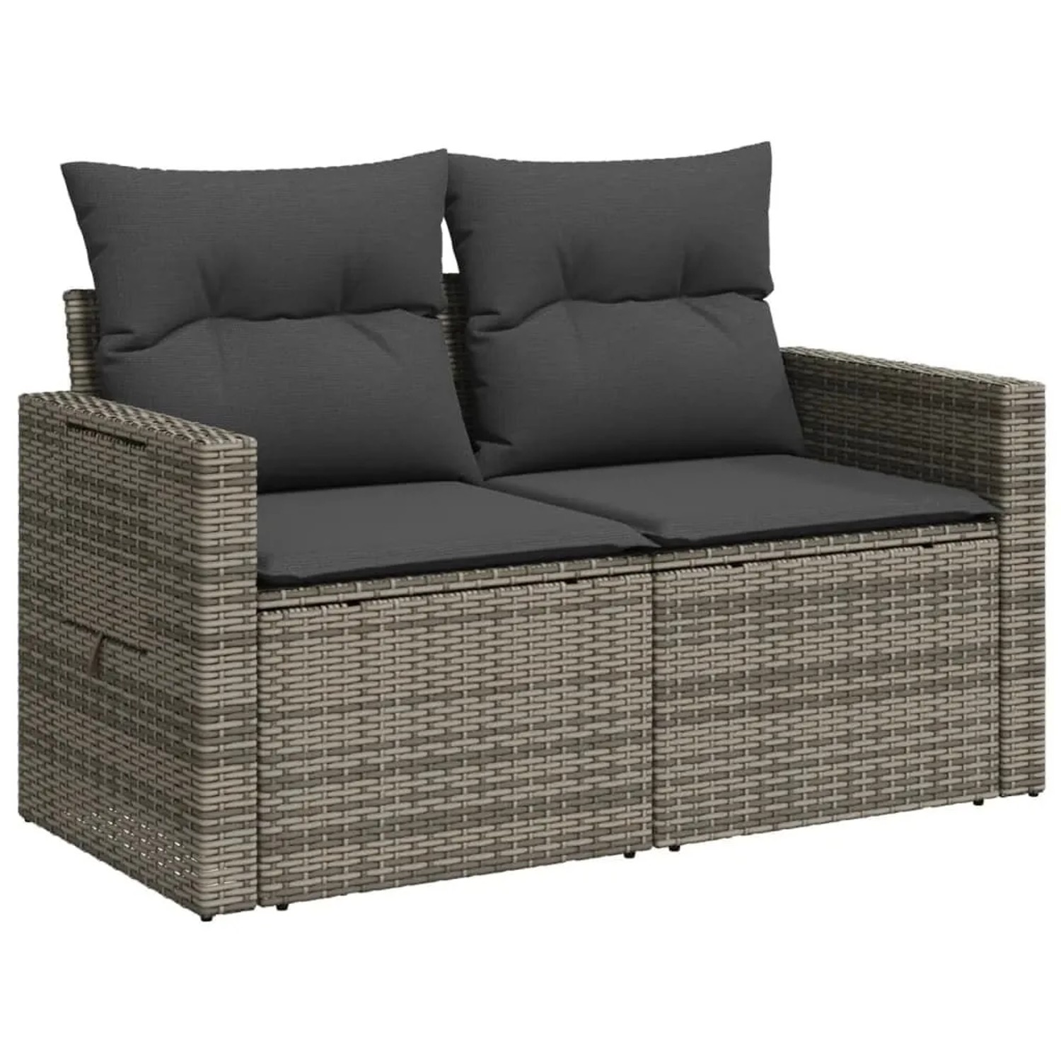vidaXL Gartensofa 2-Sitzer mit Kissen Grau Poly Rattan 366141 günstig online kaufen