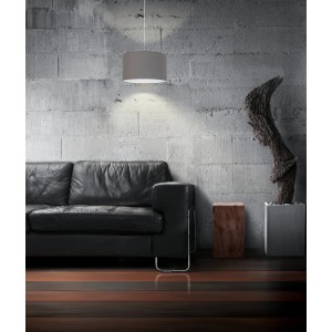 Moderne Eglo Hängeleuchte Pasteri, anthrazit-brauner Stoffschirm, Ø 38 cm, für Wohnraumbeleuchtung.