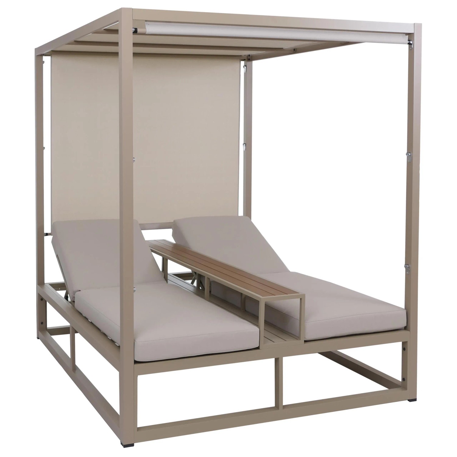MCW Alu Lounge-Gartenliege P81 10cm-Polster 220g/m² 196x165x196cm Beige Polster Beige