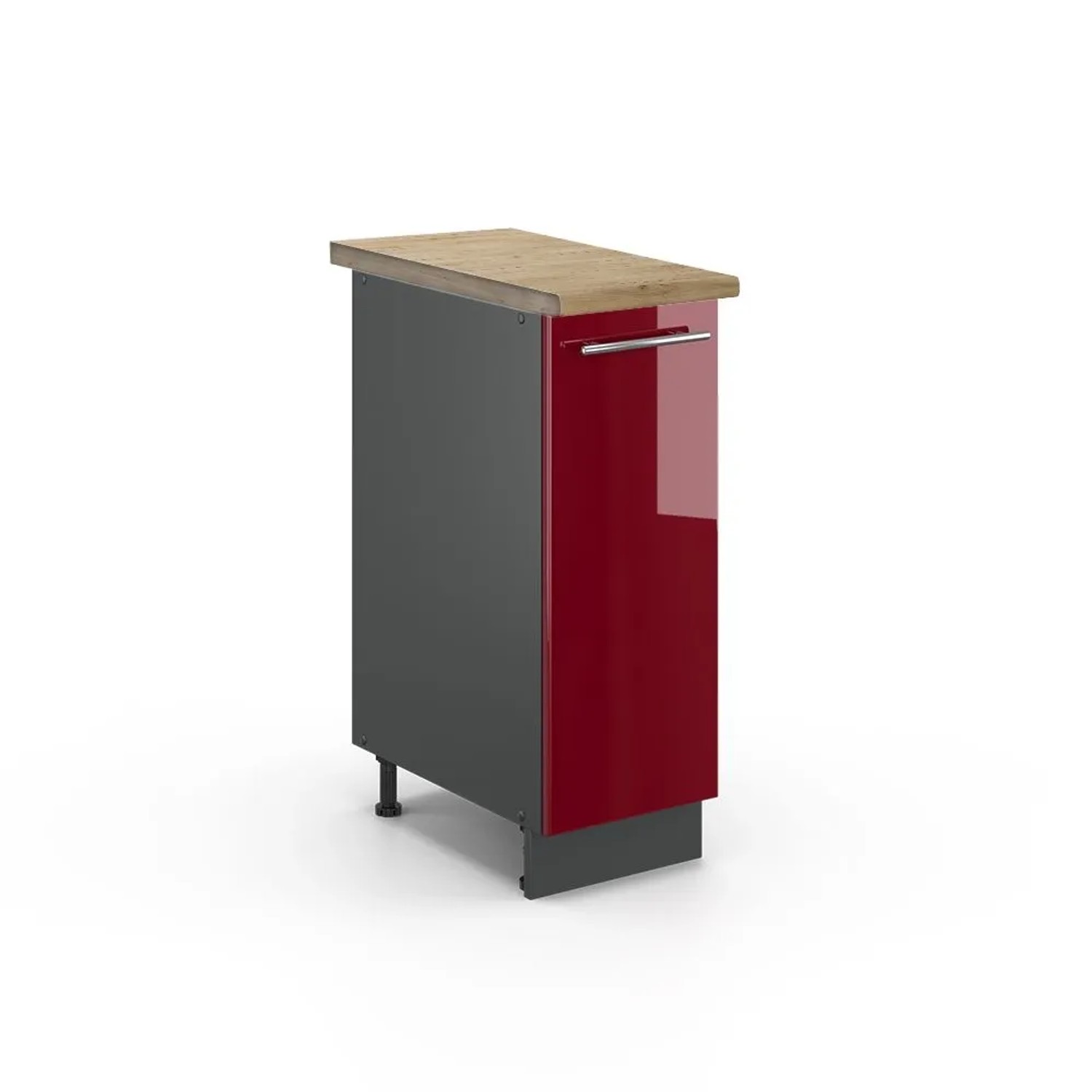 Vicco Apothekerschrank Fame-Line Bordeaux Hochglanz Anthrazit 30 cm AP Eiche