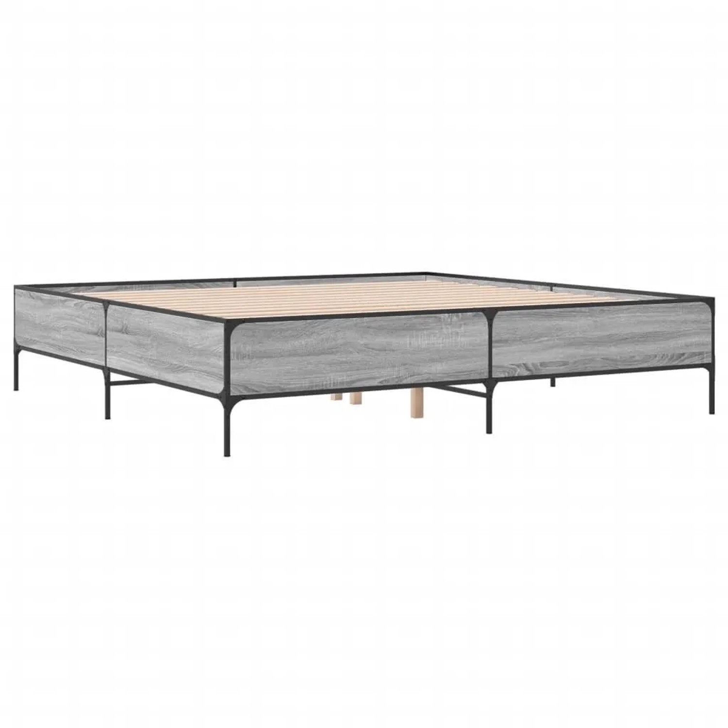 vidaXL Bettgestell Grau Sonoma 180x200 cm Holzwerkstoff und Metall 3279785 günstig online kaufen