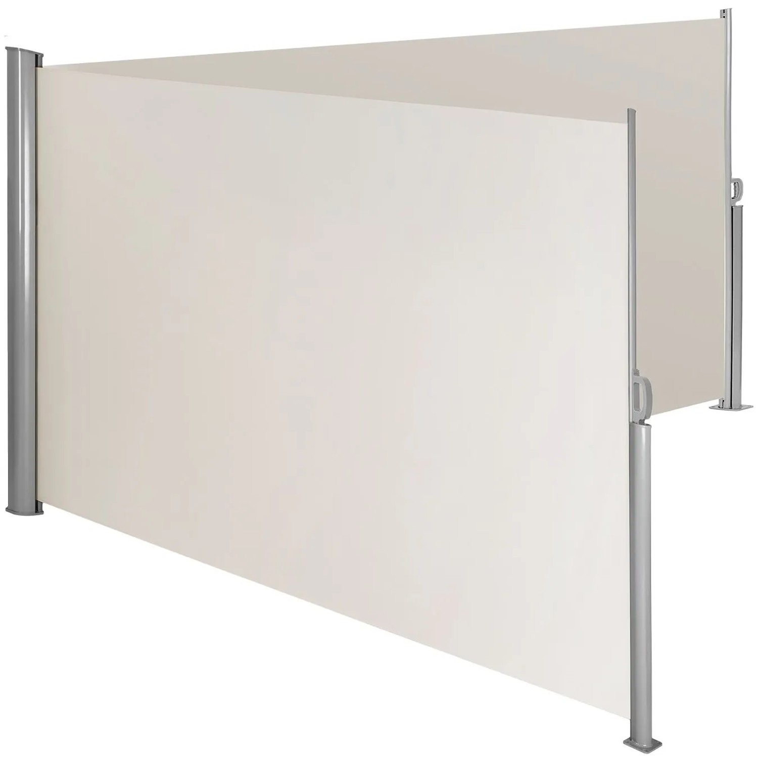 Tectake Aluminium Doppel Seitenmarkise  Ausziehbar  Blickdicht Wetterfest  600 x 200 x 10 cm Beige