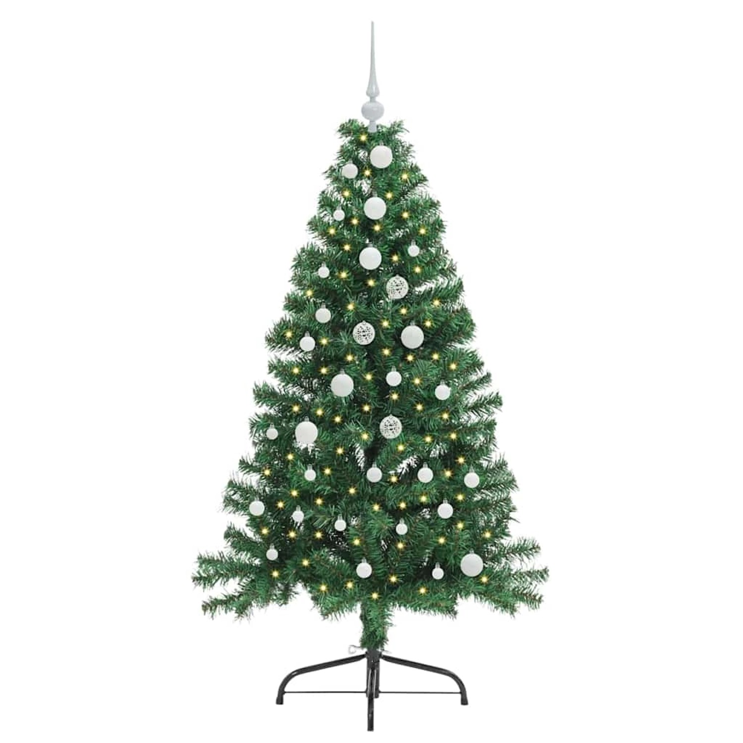 vidaXL Künstlicher Vorbeleuchteter Weihnachtsbaum Grün 150 cm PVC 3397001