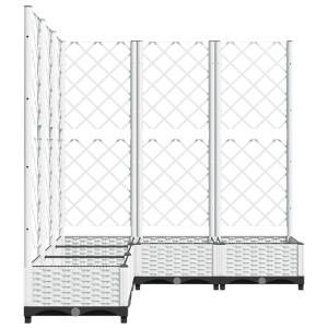 Weißer vidaXL Pflanzkübel mit Rankgitter (120x120x121,5 cm) aus Polypropylen.