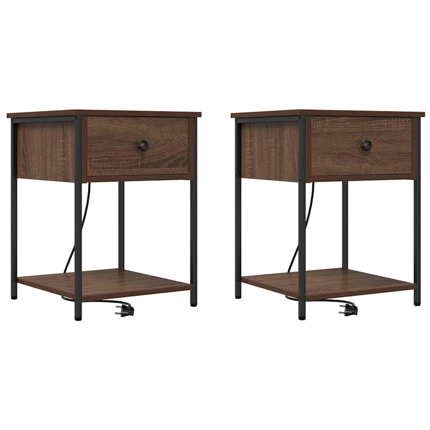 vidaXL Nachttisch 2 Stk Braune Eiche 42 x 41 x 56 cm Holzwerkstoff 859429 günstig online kaufen