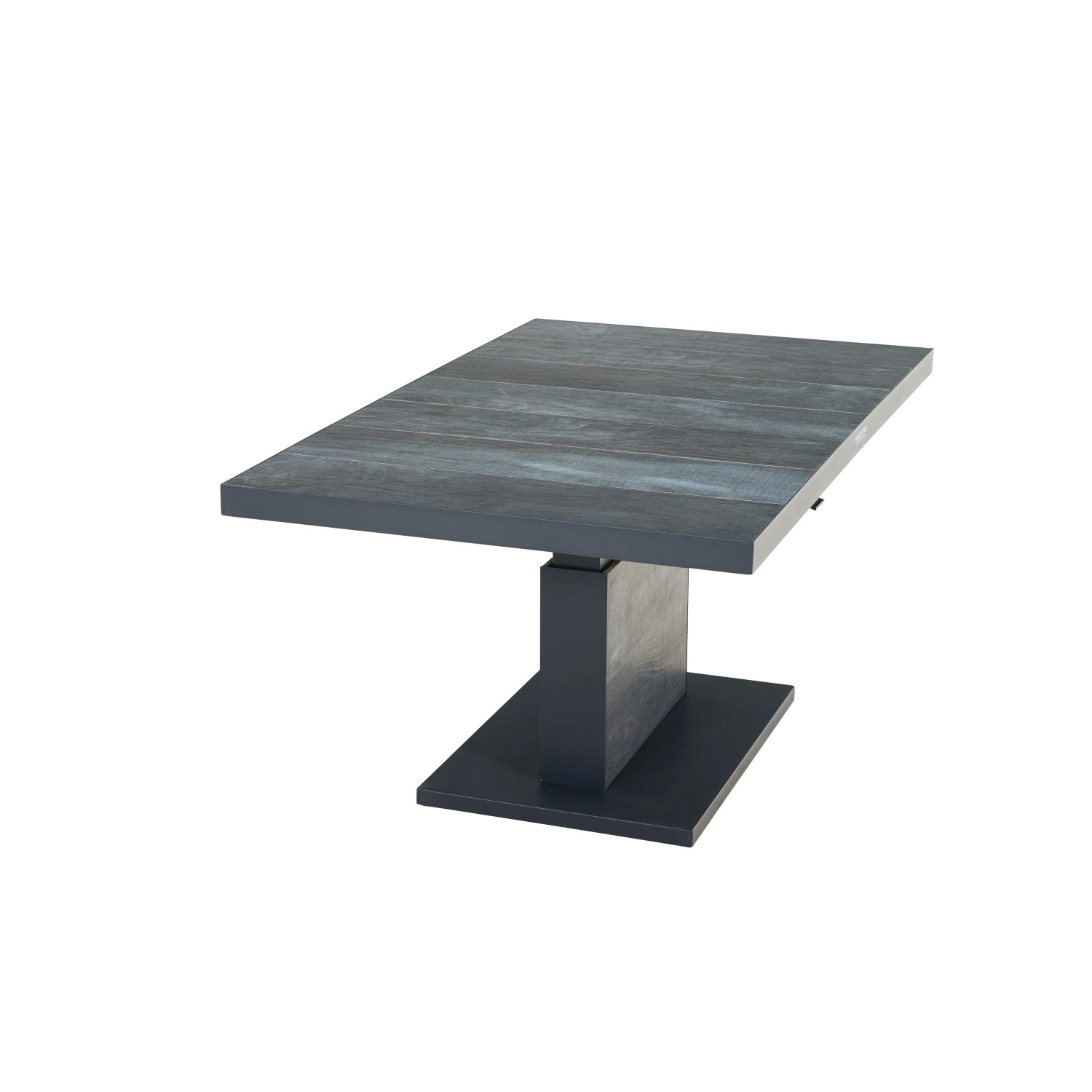Rechteckiger Siena Garden Gartentisch Talina in Wood Grey mit Keramikplatte und Aluminiumgestell.