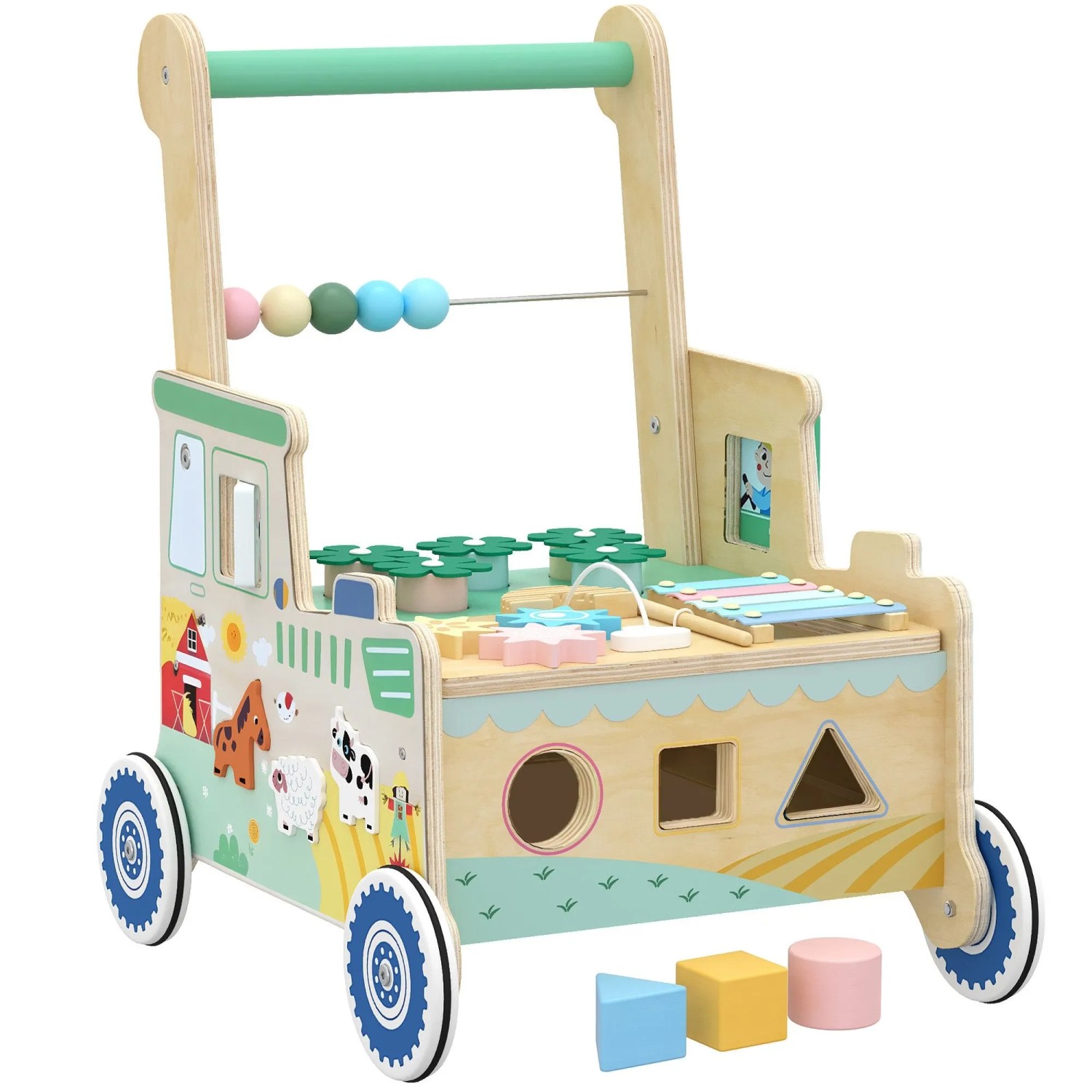 AIYAPLAY Baby Lauflernwagen Mehrschichtplatte 41L x 31,5B x 47H cm Grün
