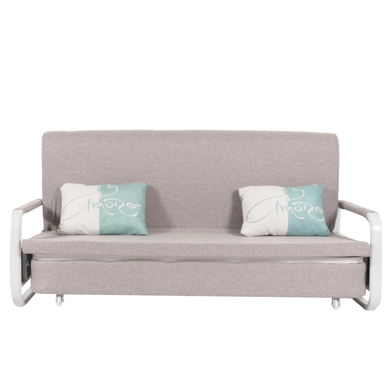 MCW Schlafsofa M83 Stoff/Textil Hellgrau 190x185cm günstig online kaufen