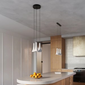 Moderne Sollux Lighting Pendelleuchte Rea 2 aus Beton, graue Kegelform, ideal für Wohnzimmer.