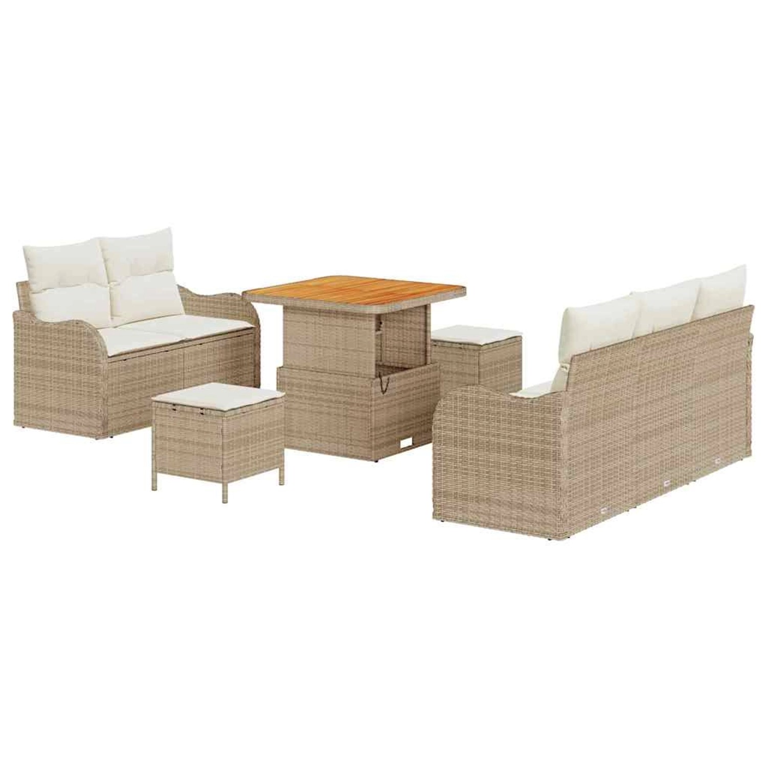 vidaXL Garten-Sofa-Set Höhenverstellbar 8-Tlg Beige Poly Rattan 3362206 günstig online kaufen