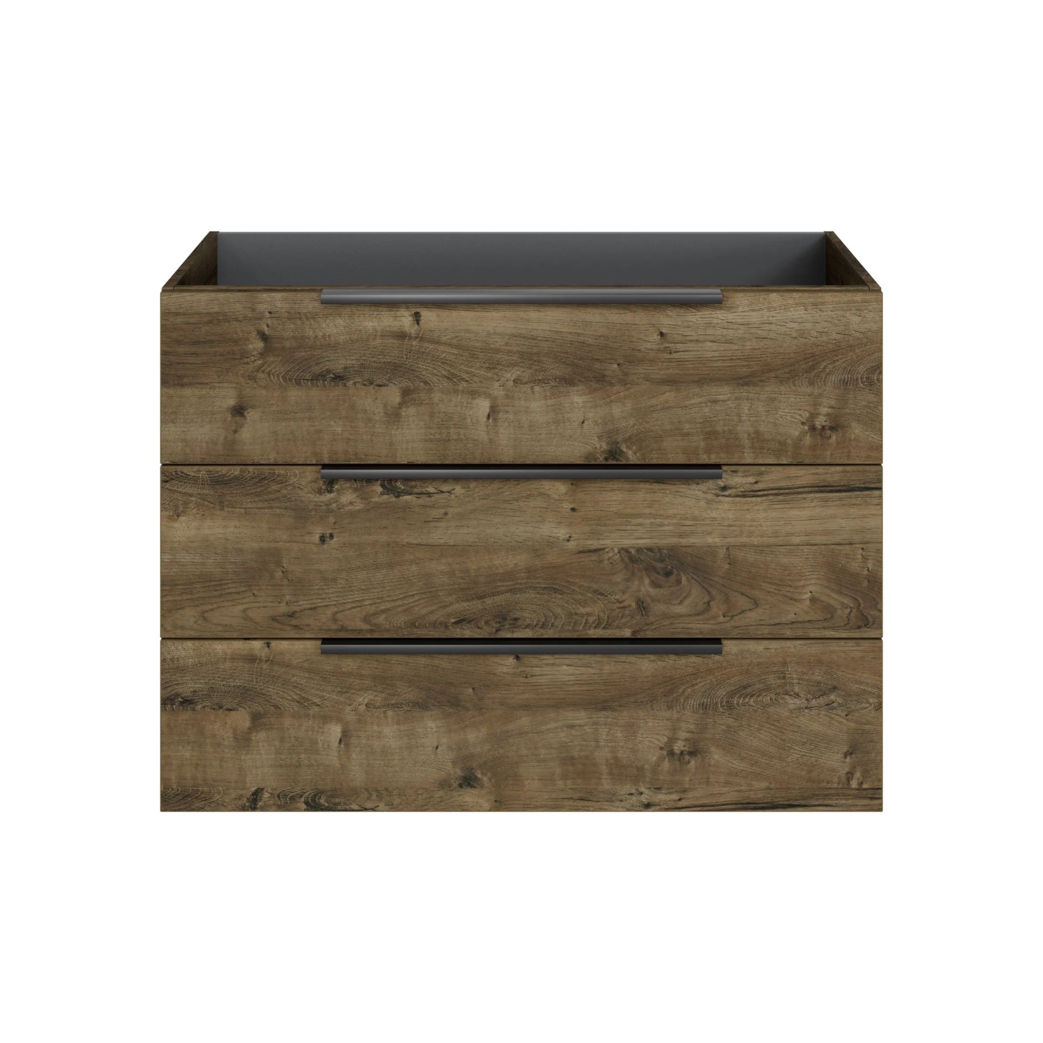 Pelipal Waschbeckenunterschrank Quantum 07, Eiche Ribbeck Quer, 100 cm mit 3 Auszügen.