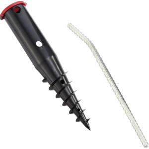 Leifheit Bodendübel mit Eindrehstange für Wäschespinnen und Sonnenschirme, aus Kunststoff und Metall.