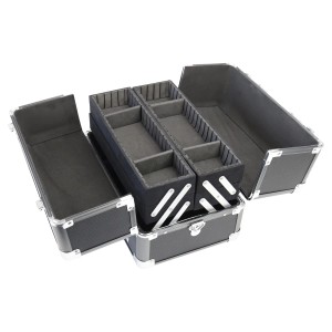 HMF 14901-02 Alu Transportkoffer Individuellen Trennwänden Werkzeugkoffer Leer 33 x 22 x 24 cm Schwarz