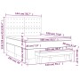vidaXL Boxspringbett grau 140x190 mit Matratze und Bank, Maße