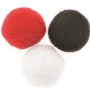 Pompons Mix, ca. 50 Stück, in Rot, Weiß und Schwarz für Bastelarbeiten.