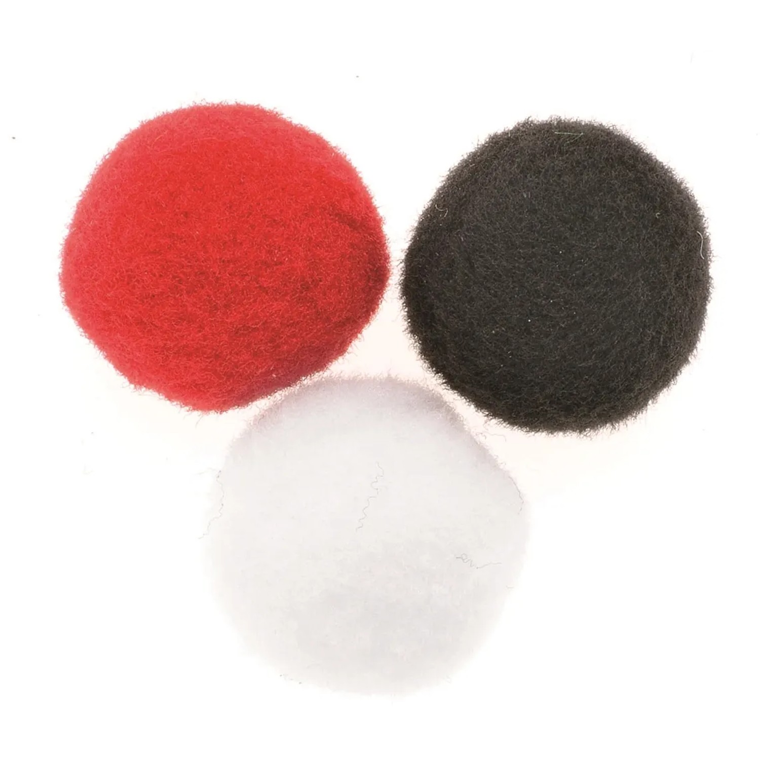 Pompons Mix, ca. 50 Stück, in Rot, Weiß und Schwarz für Bastelarbeiten.