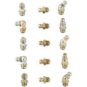 LUX Schmiernippel Set, 15-teilig, M8 Gewinde, verschiedene Ausführungen für Schmierung.