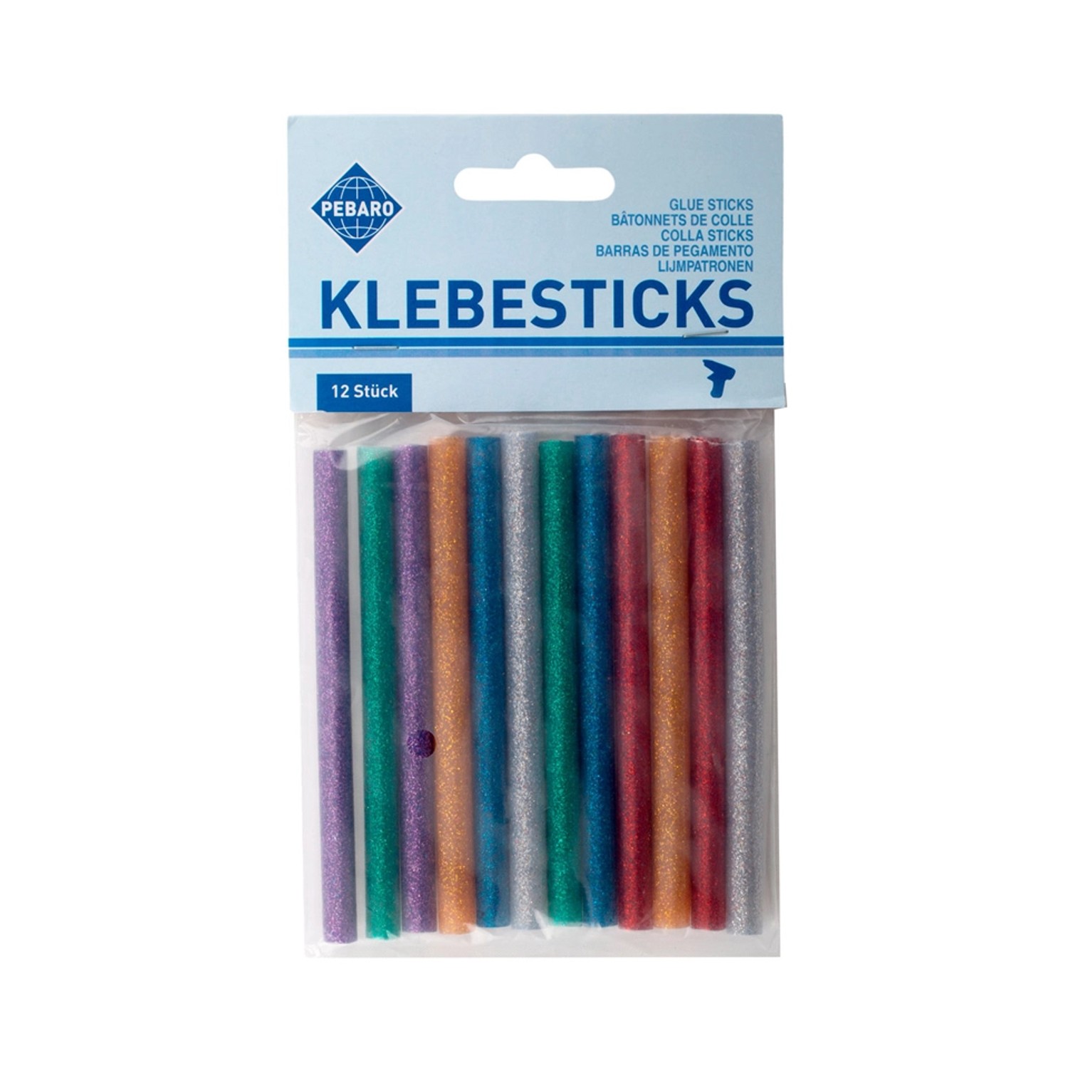 Pebaro 12 Klebesticks Glitzer 7 mm Durchmesser