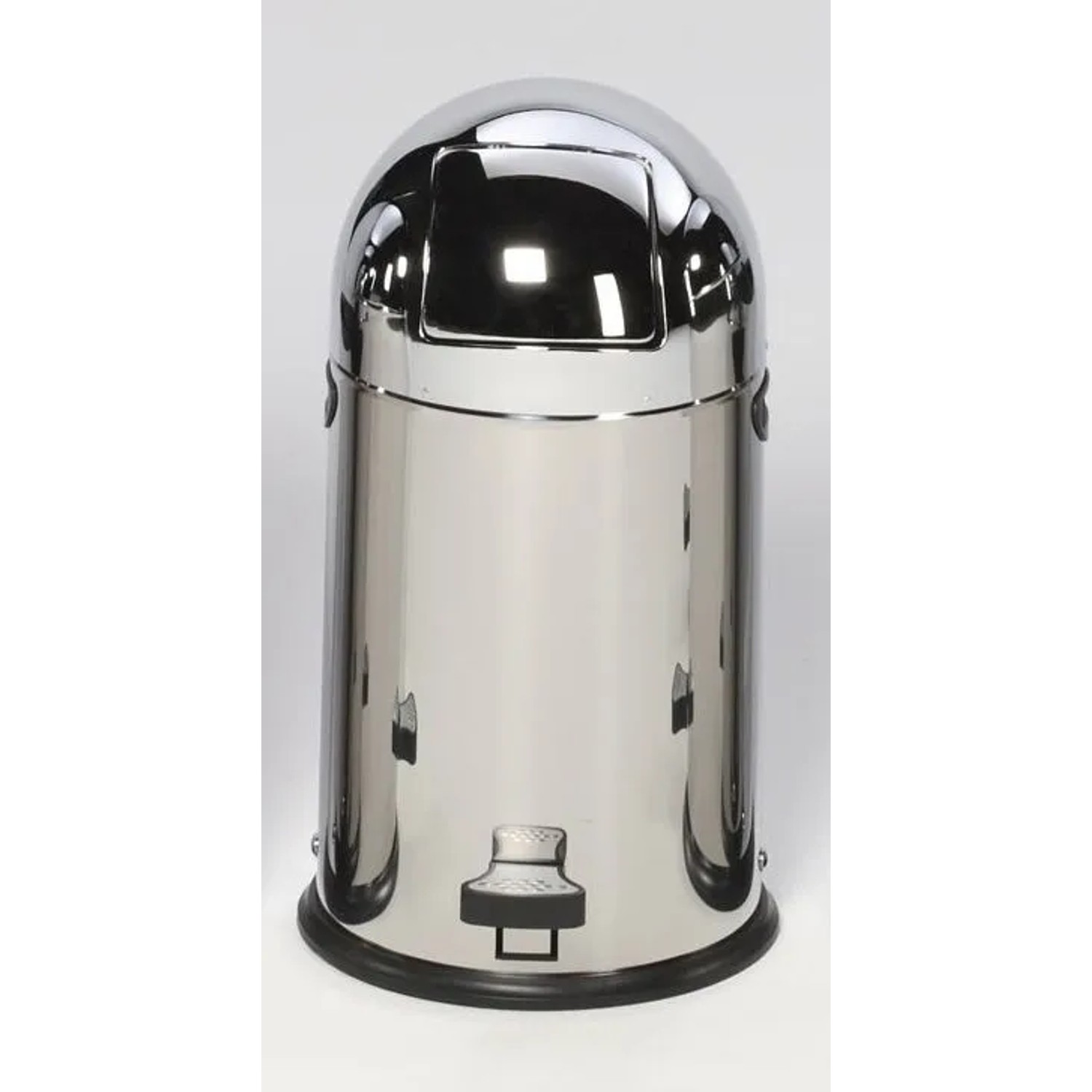 PROREGAL Klassischer Abfallsammler Mit Einwurfklappe Inneneinsatz Fußpedal 22 Liter HxBxT 64 x 40 x 40 cm Edelstahl Silber