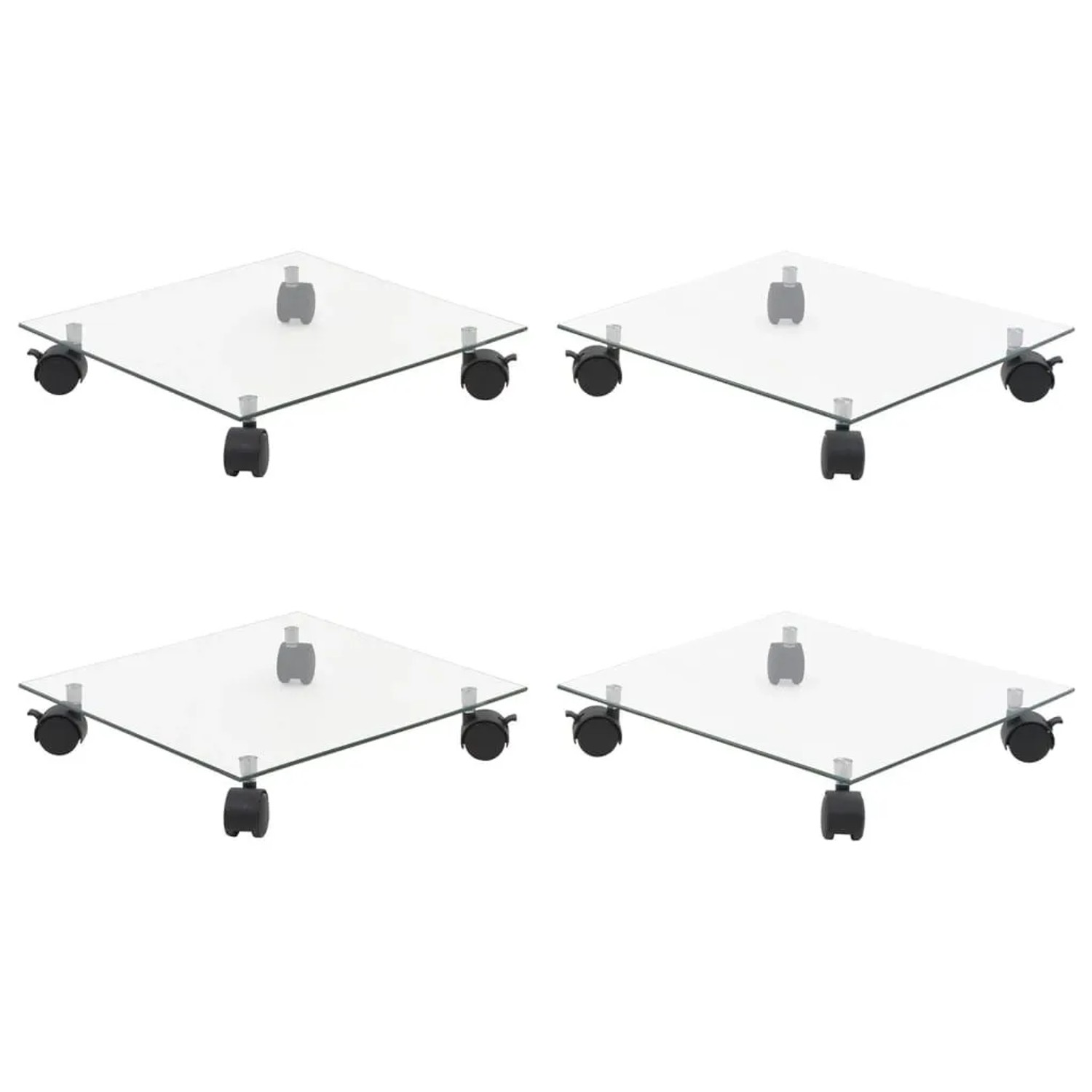 vidaXL Pflanzenroller 4 Stk 35x35 cm Hartglas Quadratisch 3144027