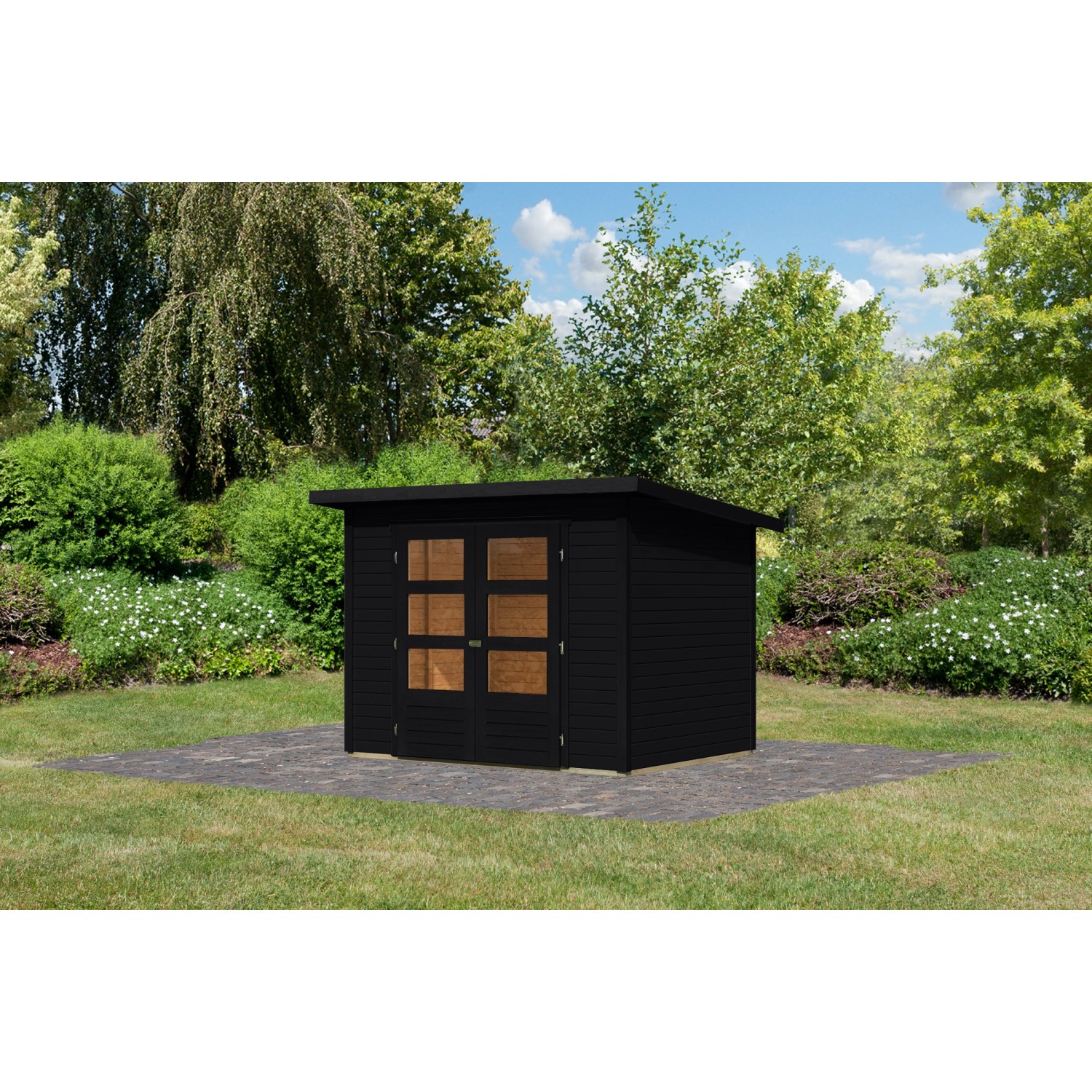 Karibu Gartenhaus Stockach 3 Schwarz 197 x 242 x 182 cm günstig online kaufen