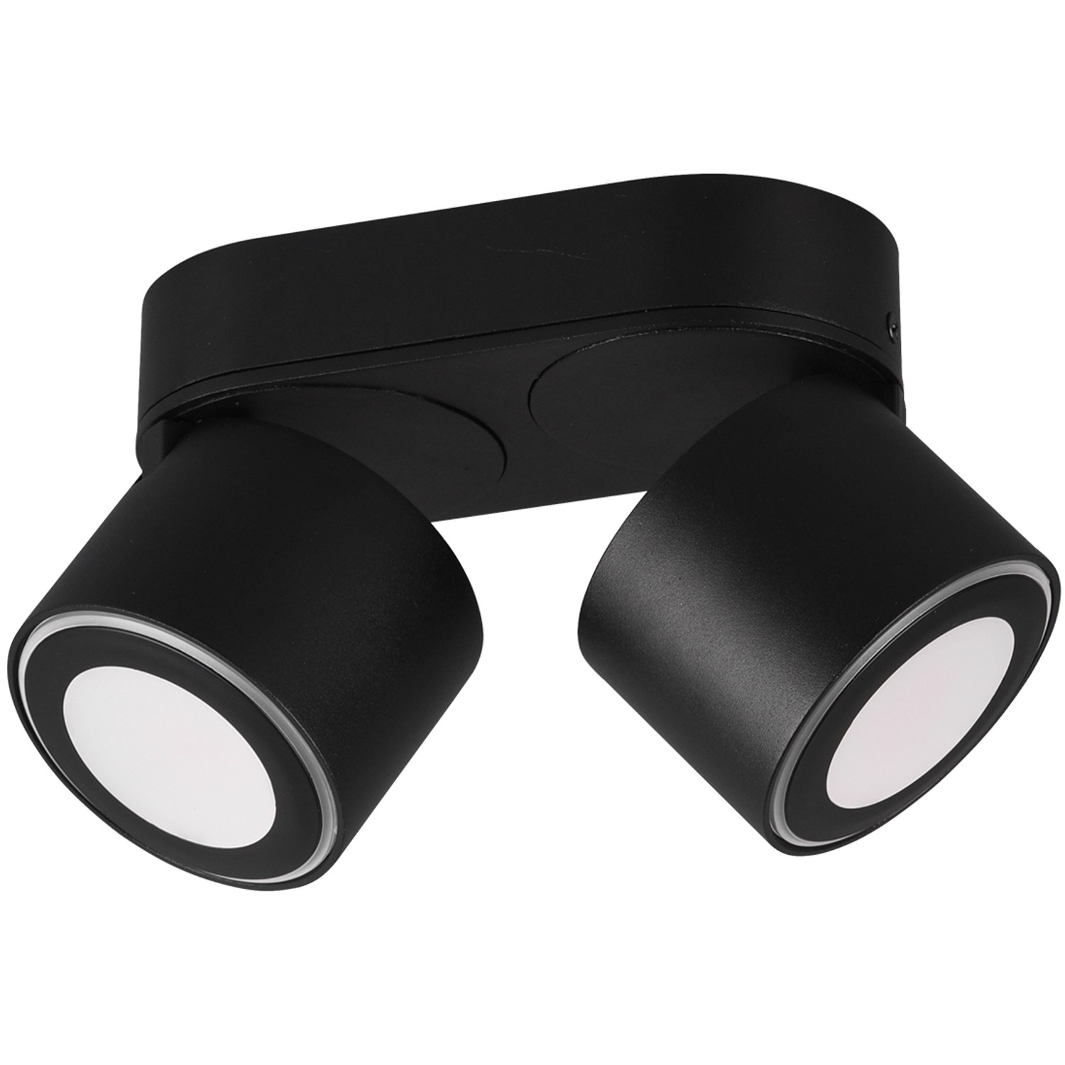Schwarzer Trio LED Einbaustrahler Taurus mit zwei schwenkbaren Spots. Modern und energieeffizient.