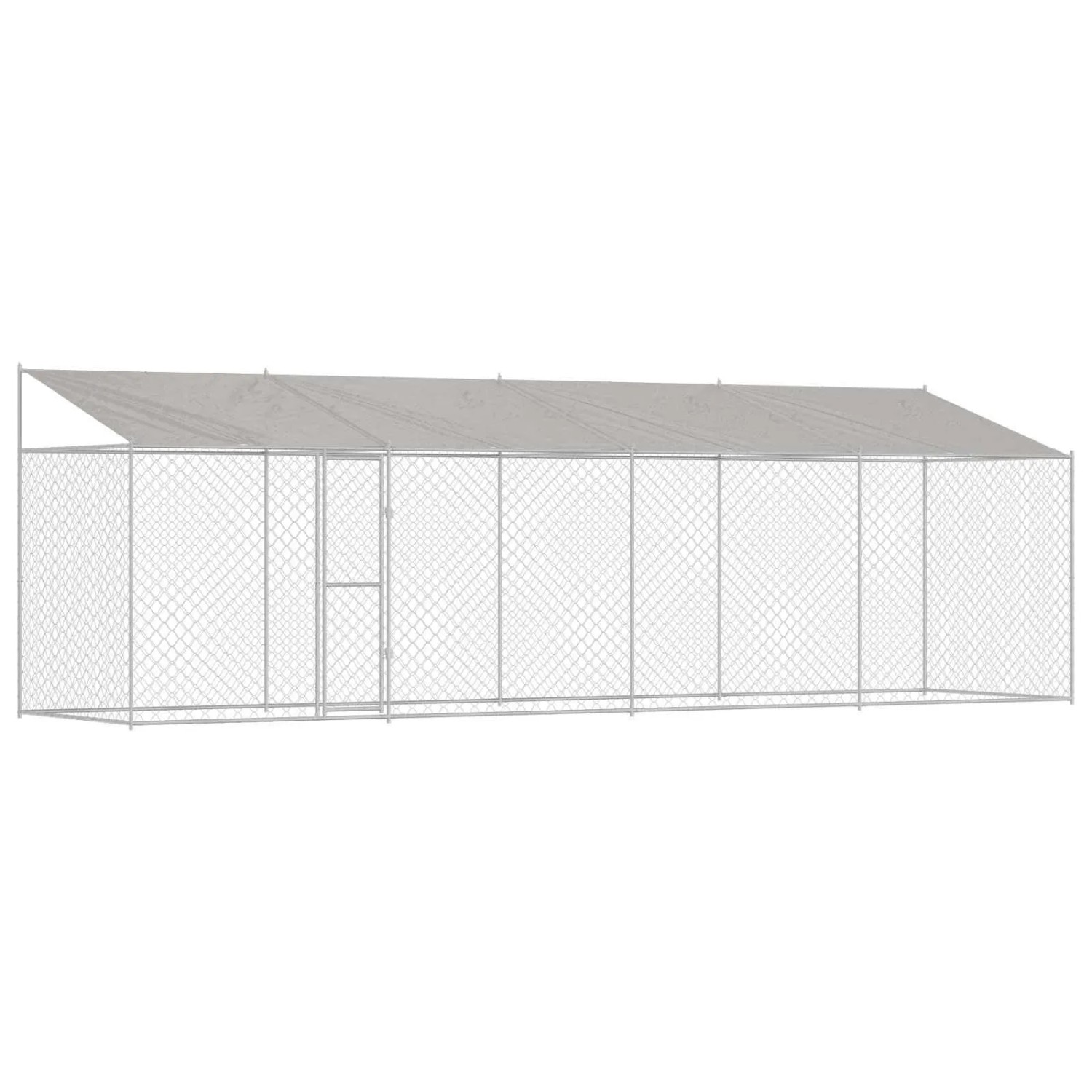vidaXL Hundekäfig mit Dach Silber 800 x 200 x 256 cm Stahl und PE 3368303