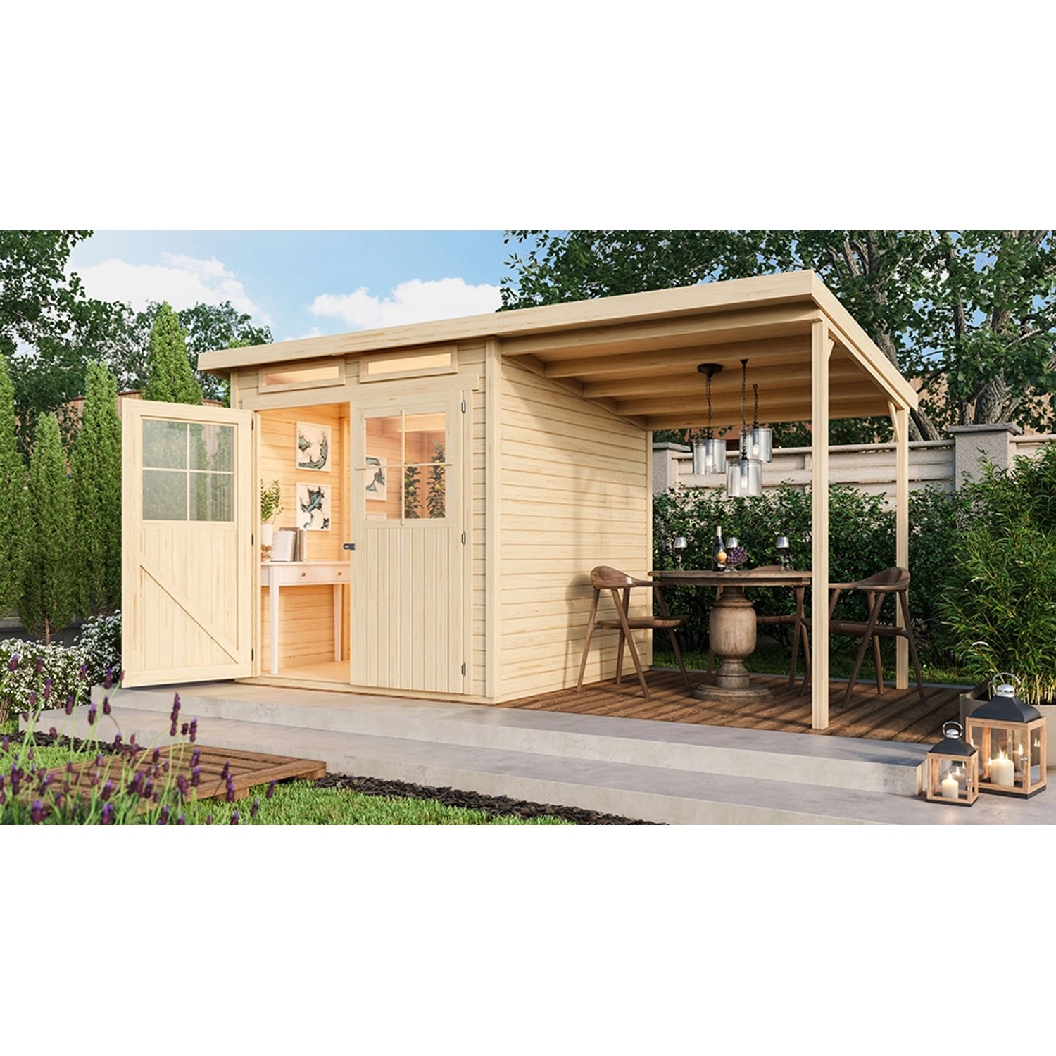 Karibu Holz-Gartenhaus/Gerätehaus Genf 3 Natur BxT: 397 cm x 213 cm