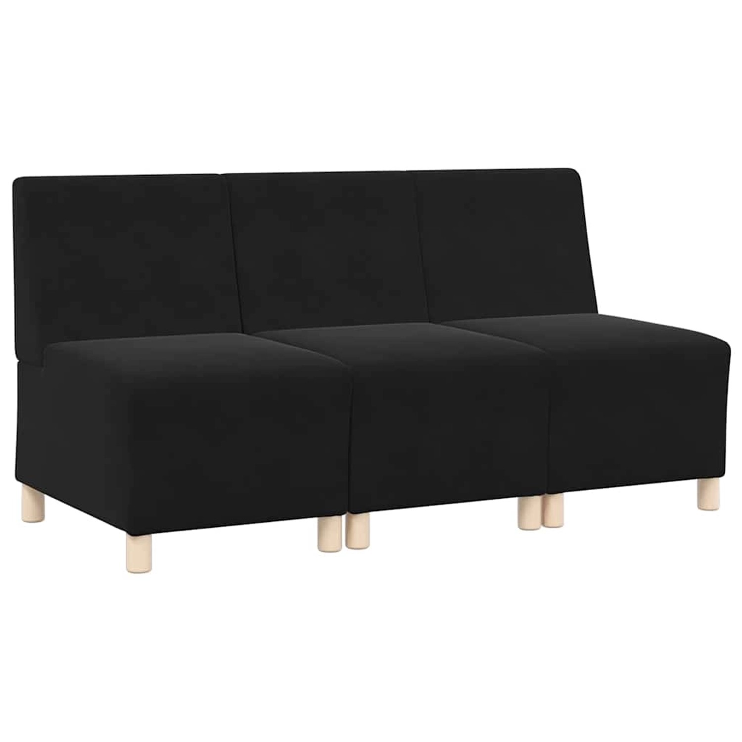 vidaXL Modulares Sofa ohne Armlehnen 3 Stk Schwarz 55 x 74 x 82 cm Samt 3399809