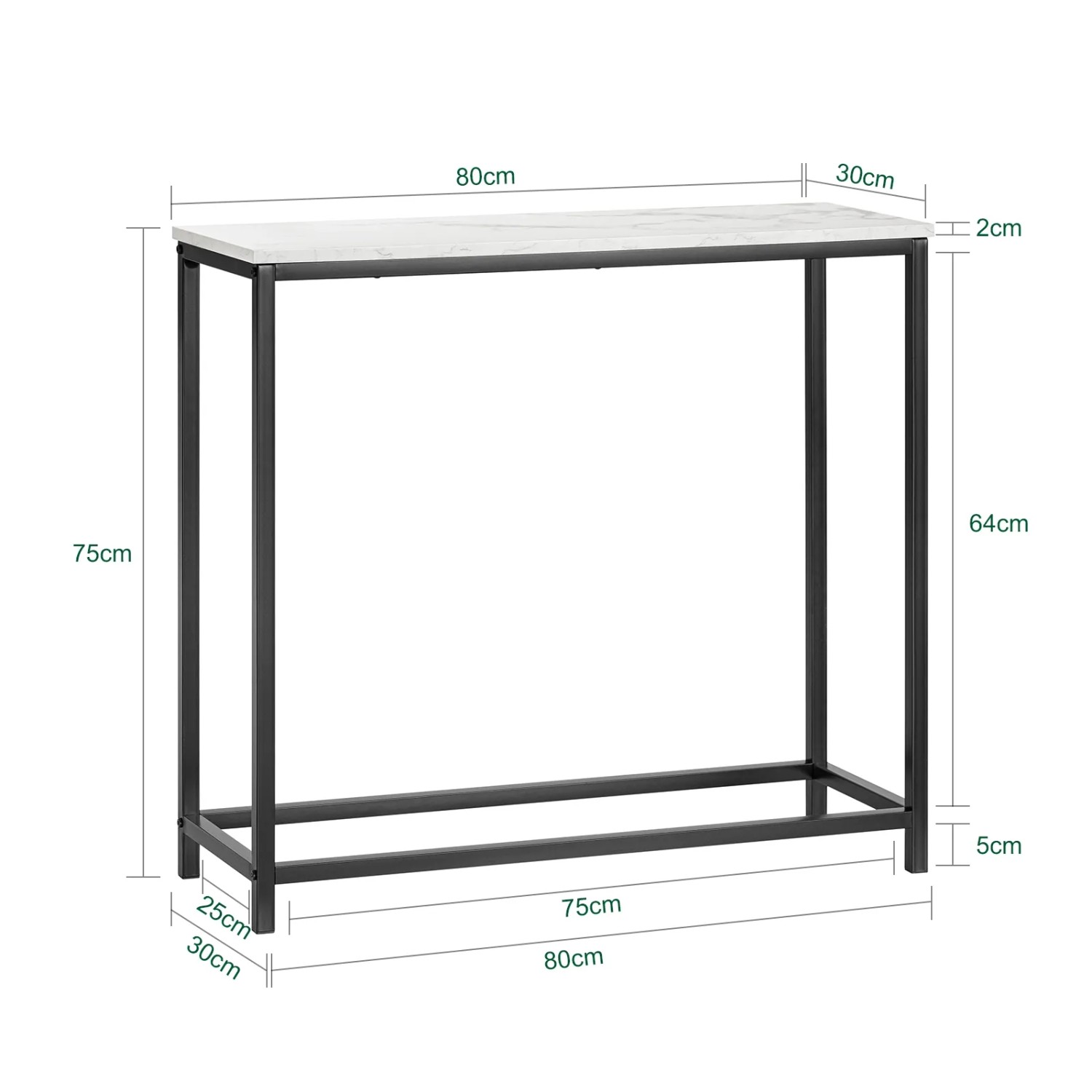 SoBuy Konsolentisch FSB29-SCH mit Marmorfolie und schwarzem Metallgestell.