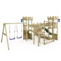 Wickey Spielturm Smart Arch mit grüner Rutsche, Schaukel und Kletterelementen.