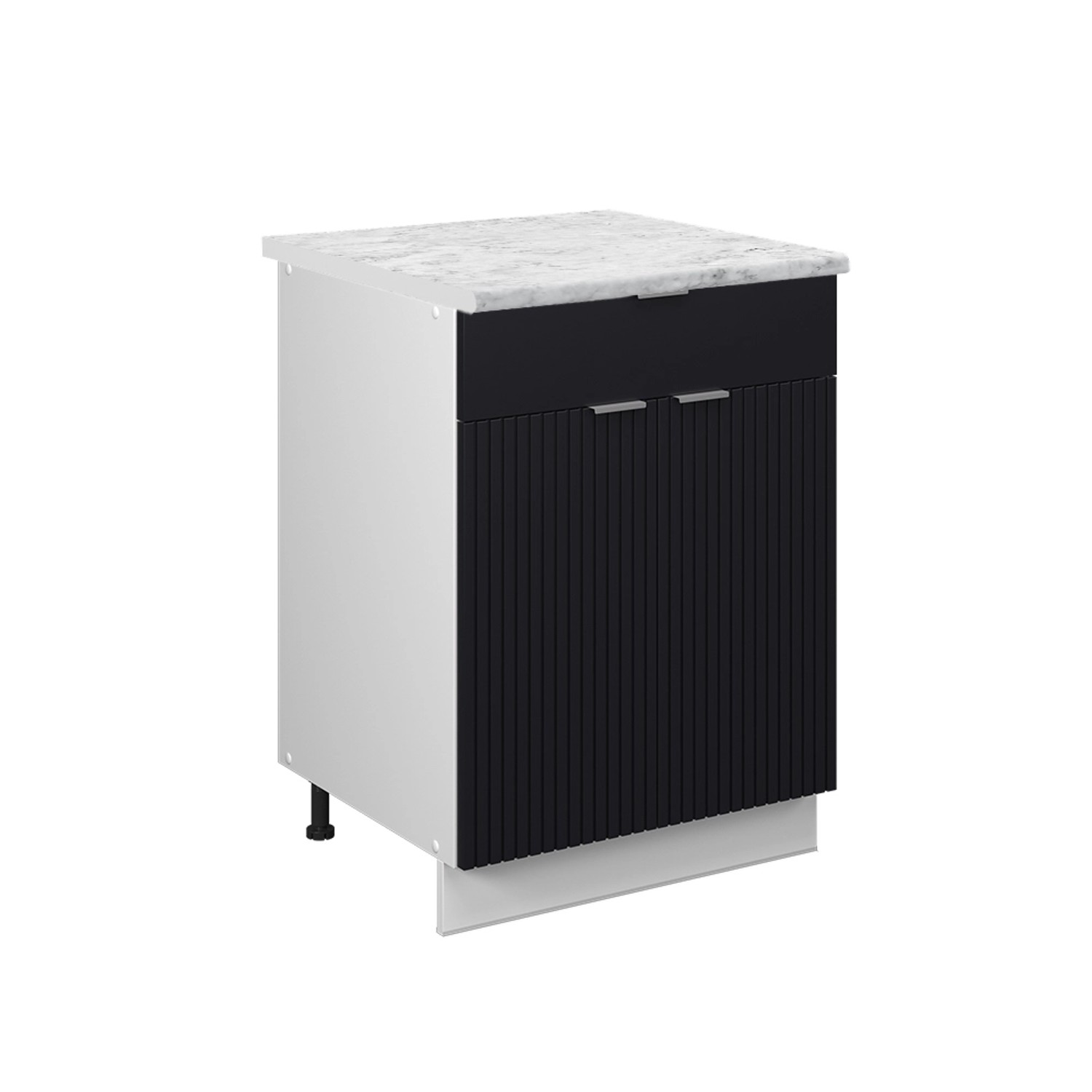 Thumbnail - Vicco Schubunterschrank Fame-Line Schwarz Gestreift 60 cm mit Schublade AP Marmor