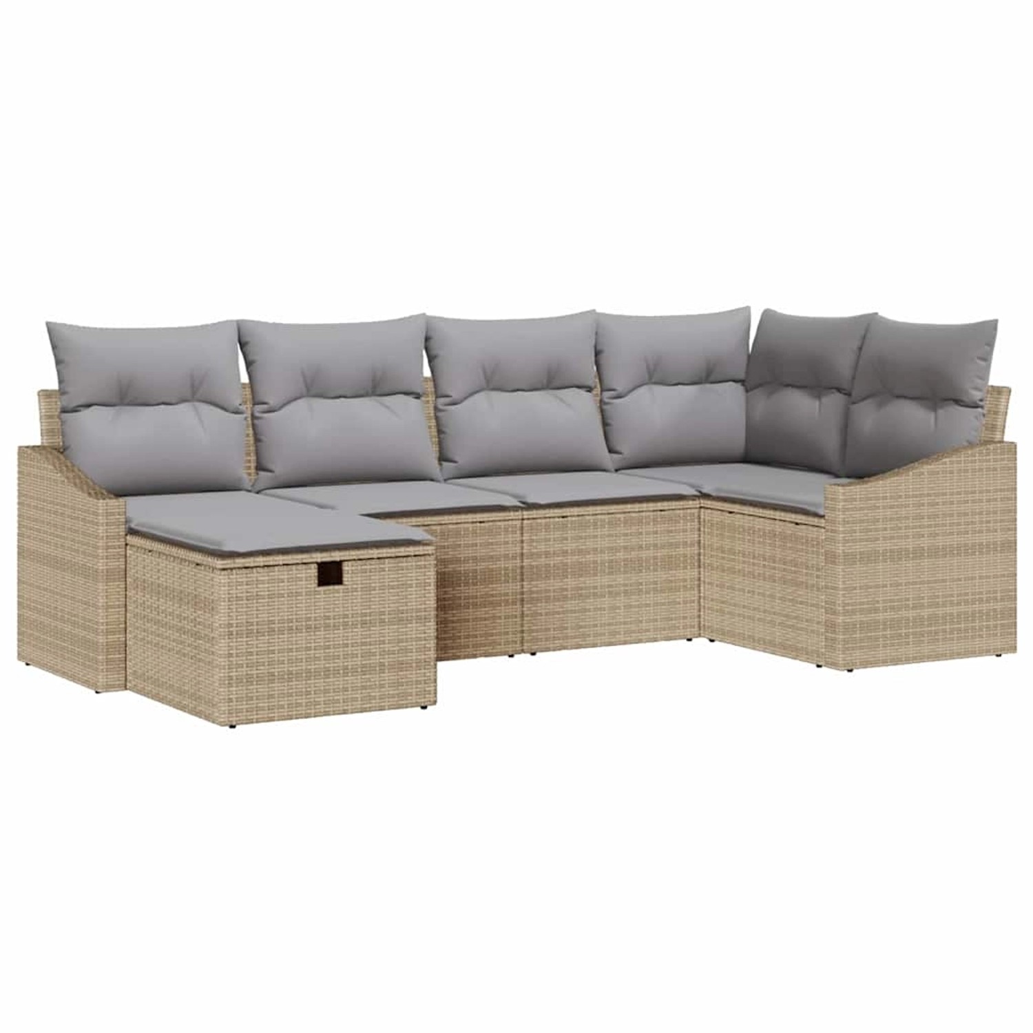 vidaXL Garten-Sofa-Set mit Kissen mit Speicher 6-Tlg Beige Hellgrau 3359279 günstig online kaufen