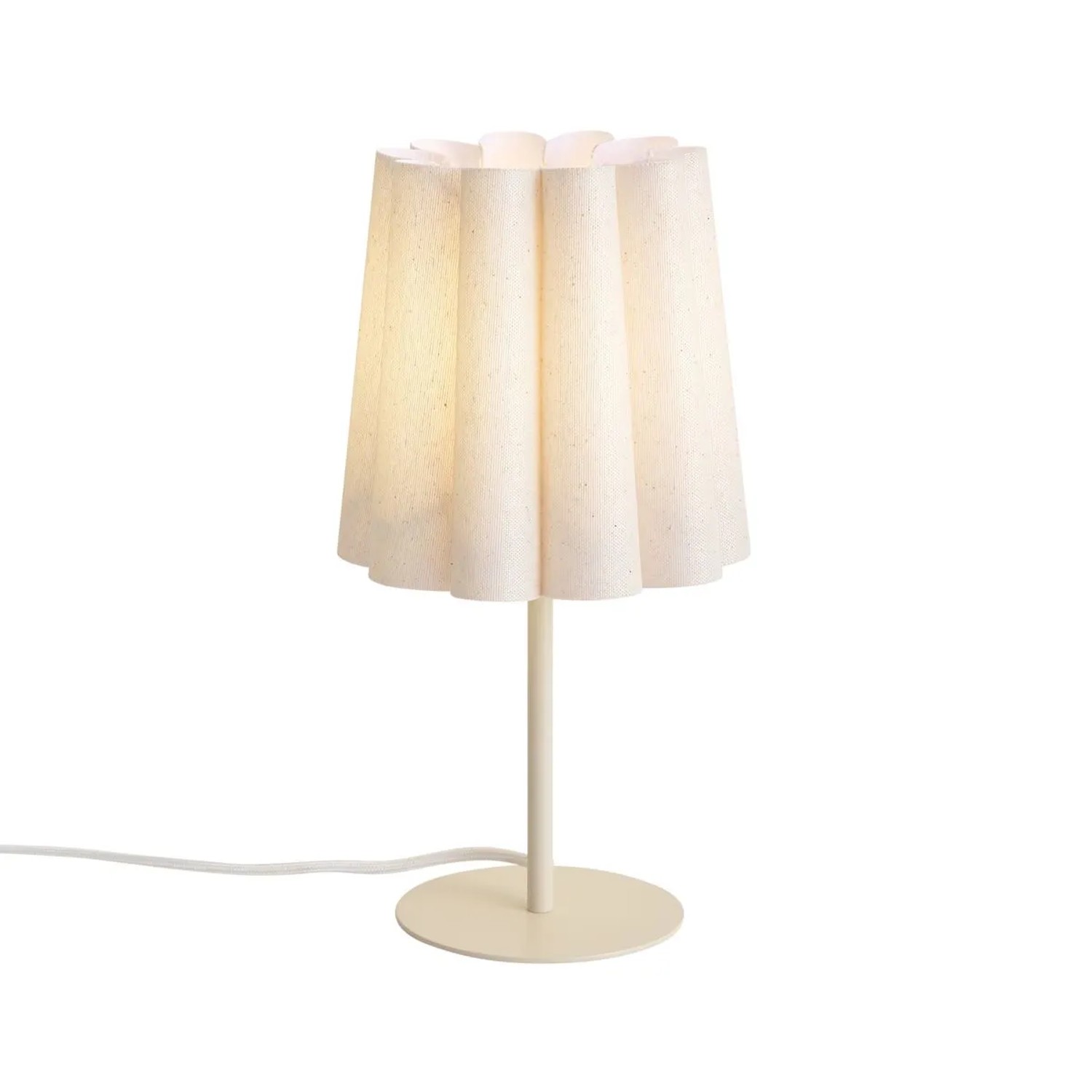 QAZQA Japandi Tischleuchte Beige mit STOffschirm 35cm Jenni