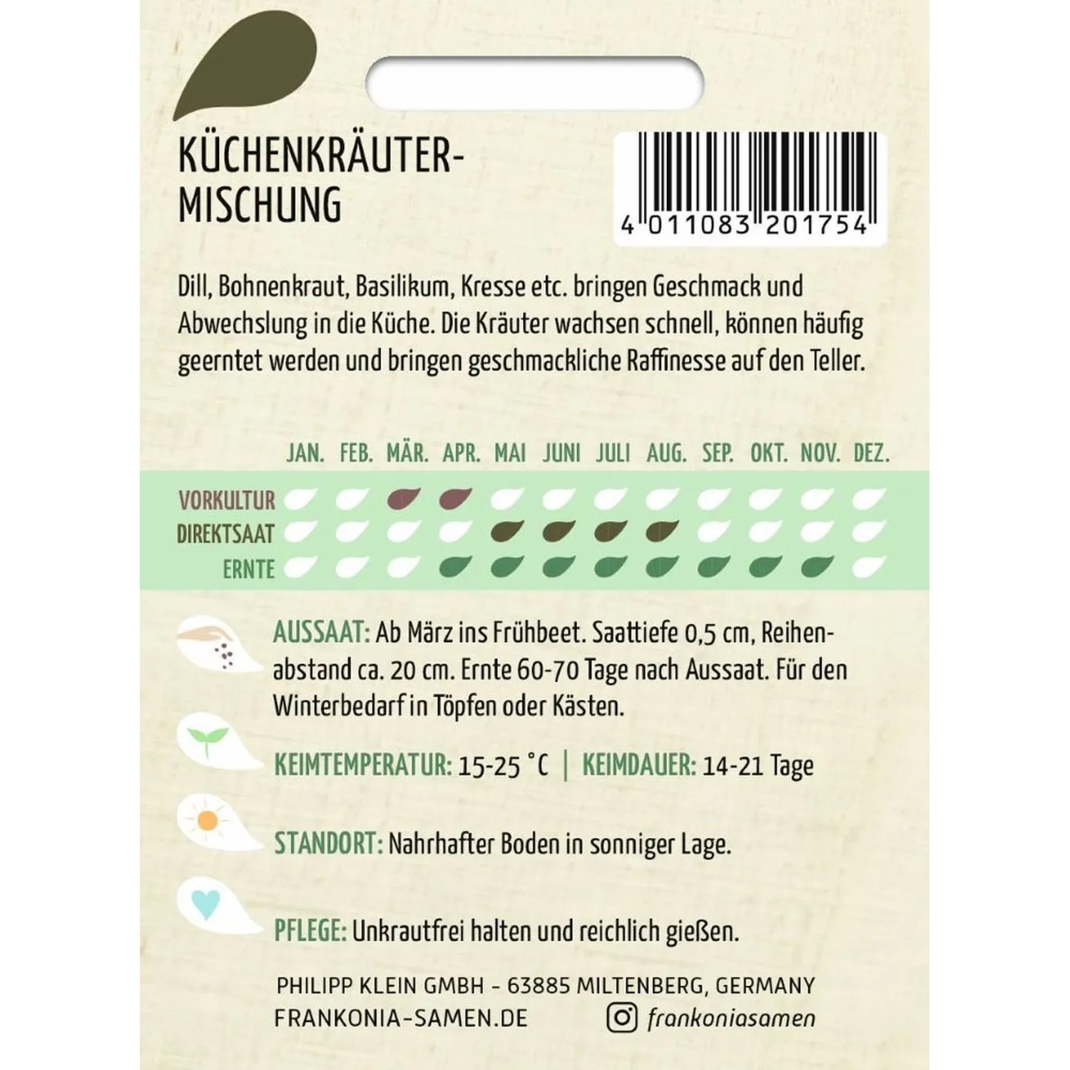 FRANKONIA Küchenkräuter-Mischung Basilikum Bohnenkraut Dill Kresse_2