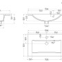 Technische Zeichnung Badmöbel Portus 600 SlimLine von Posseik mit Maßen.