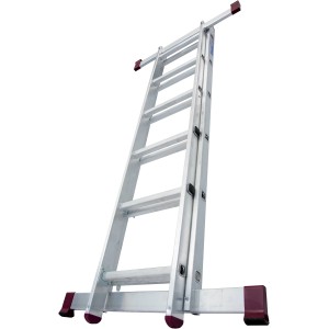 Krause Corda Leiter-Gerüst, 2x6 Sprossen, aus Aluminium, als Anlegeleiter oder Arbeitsbühne nutzbar.