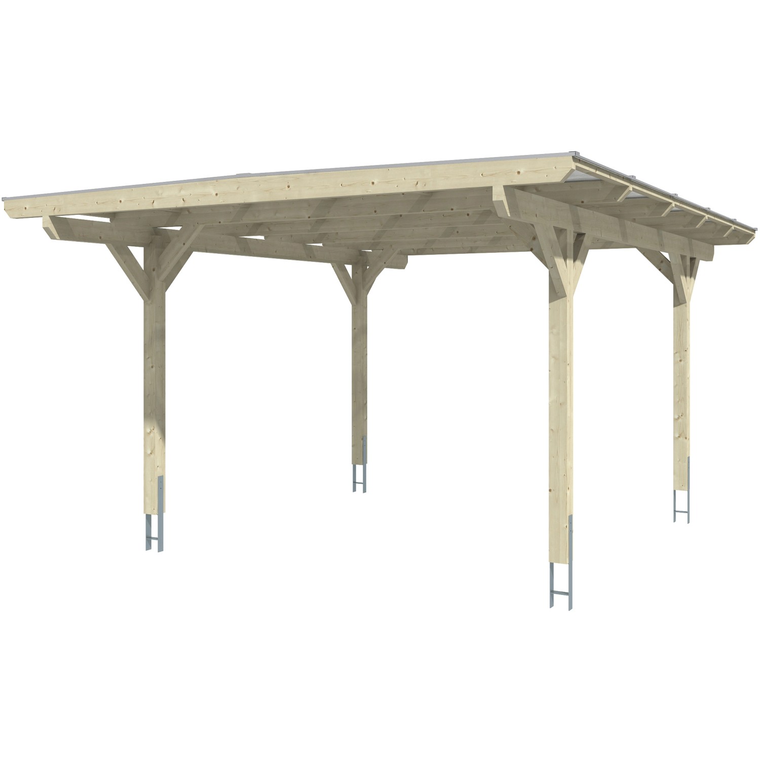 Skan Holz Carport Odenwald Nussbaum 428 x 541 cm