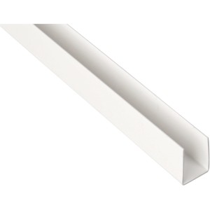 Weißes U-Profil aus Kunststoff, 10x12x2000 mm, für Bau und Maschinen.