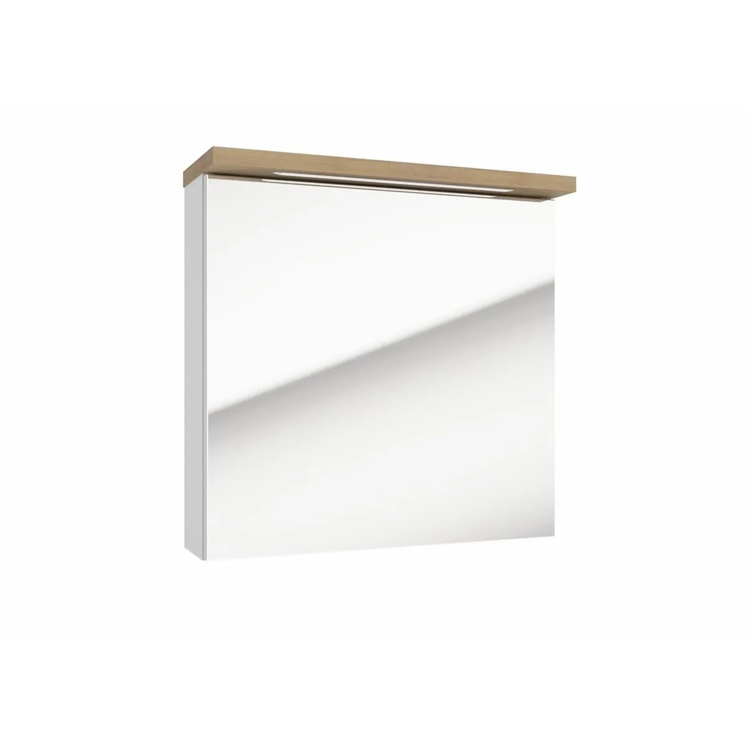 Swiss Aqua Technologies Spiegelschrank mit LED Beleuchtung und SoftClose System 60x60CM Weiß Holz