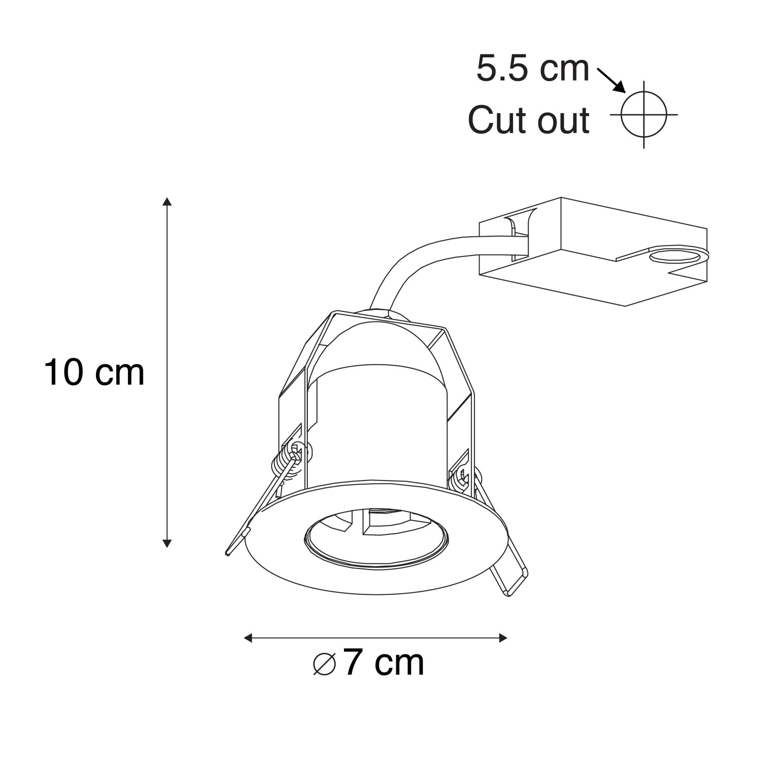 Schwarzer Einbaustrahler Insight von QAZQA, rund, 7 cm Durchmesser, für Lampen & Leuchten.