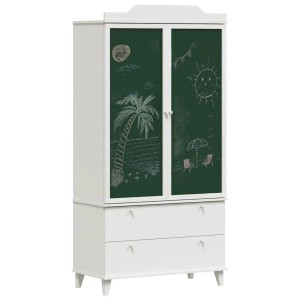 vidaXL Kreidetafel Kleiderschrank mit Schubladen Weiß Holzwerkstoff 42003036